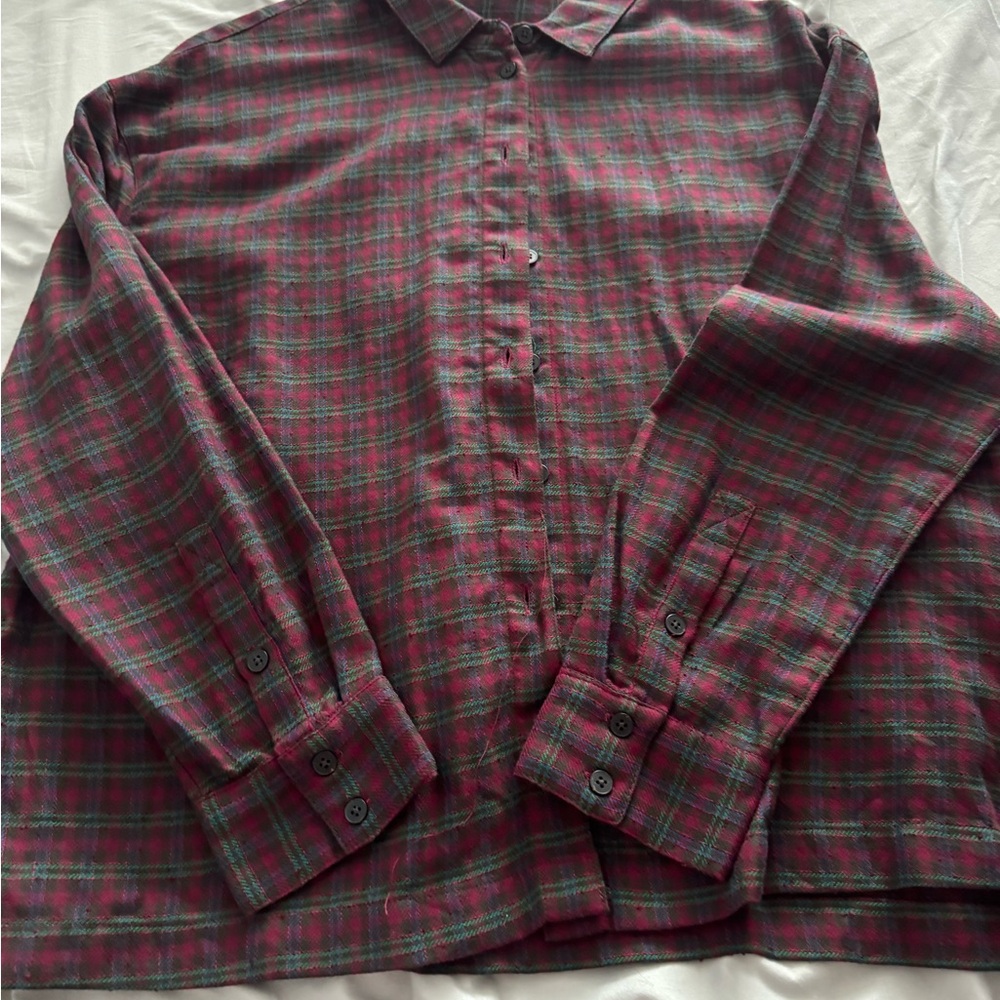 Madewell Women’s Plaid Button-Up Shirt - Red and Green